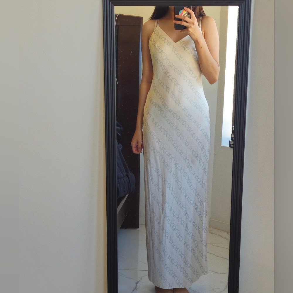 cream satin maxi dress
